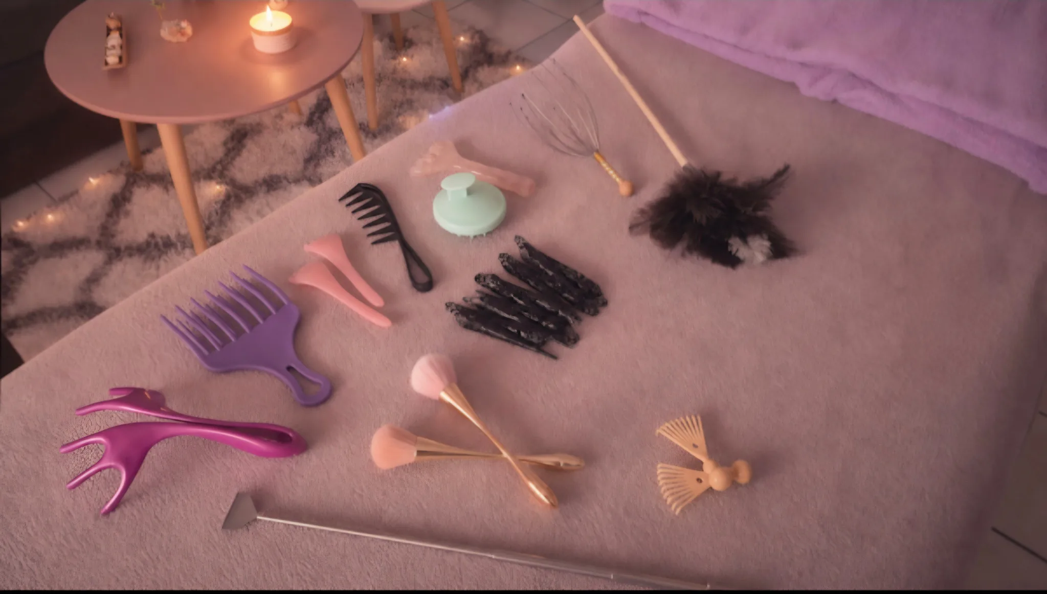 Sélection d’accessoires et de textures utilisés pendant la Caresse Sensorielle